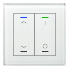 Glass Push Button II Lite, 2-fold, White, Version UP/DOWN and I/O symbol, with temperature sensor